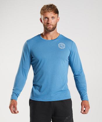 Long Sleeve Gymshark Legacy Hombre Azules | CO 3492CTV